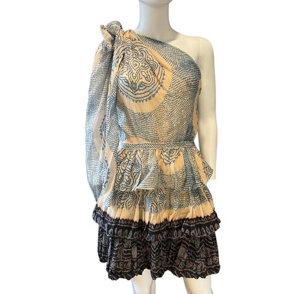 Ulla Johnson FW 22 Leah One Sleeve Ruffle Hem Moonstone Dress Size 4 - Picture 3 of 8